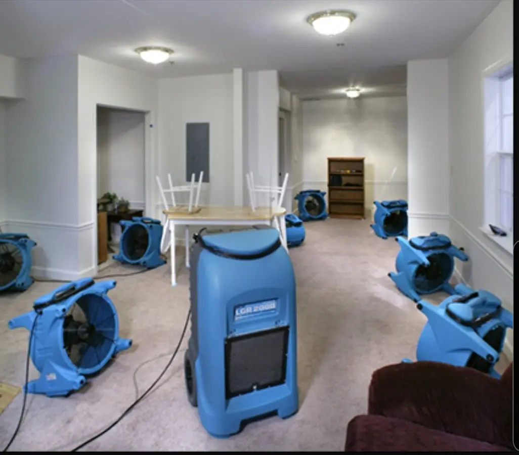 Air movers and dehumidifier setup for Water Extraction & Removal in Gautier